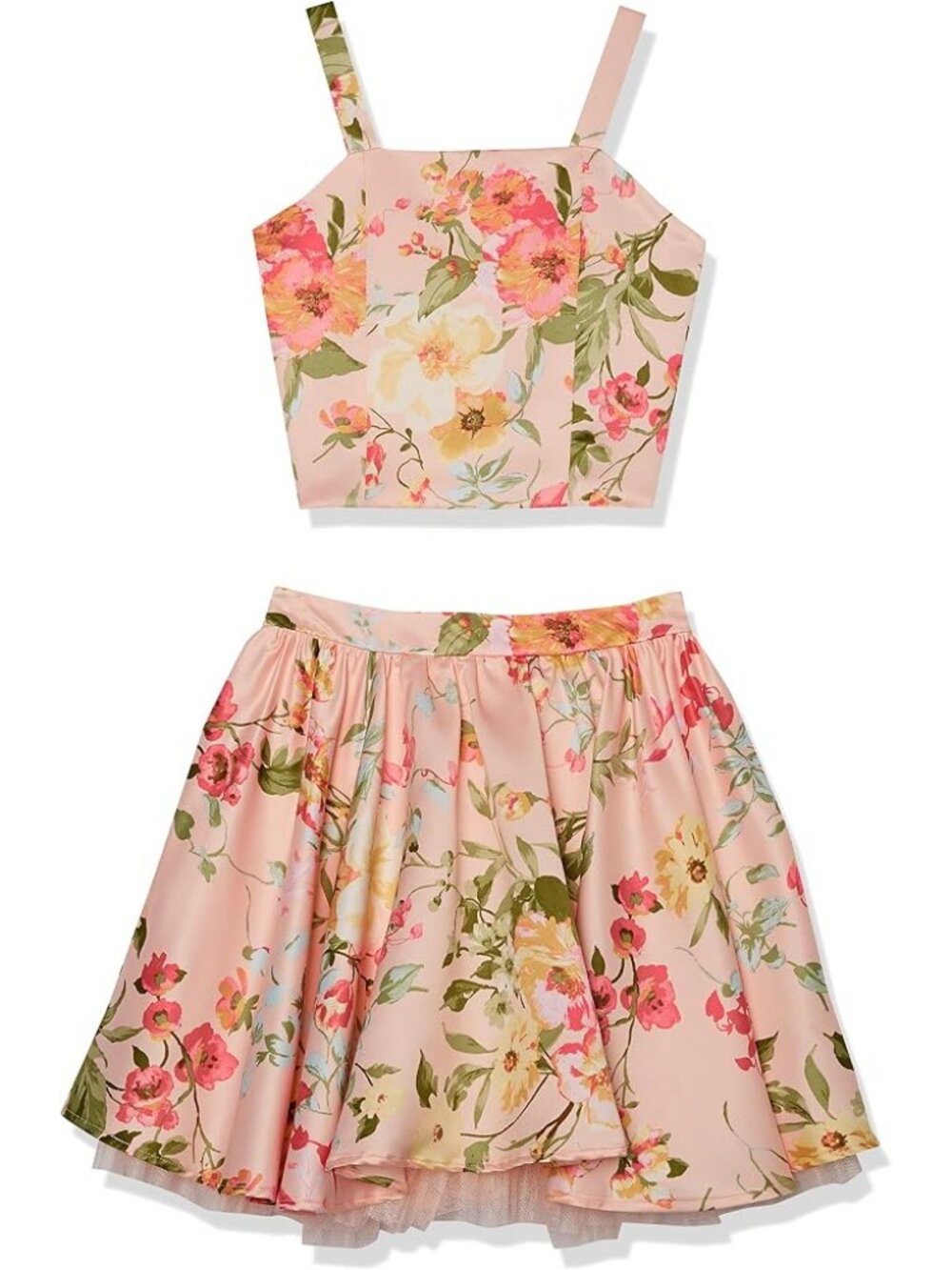 Girls Floral Top and Skirt Set